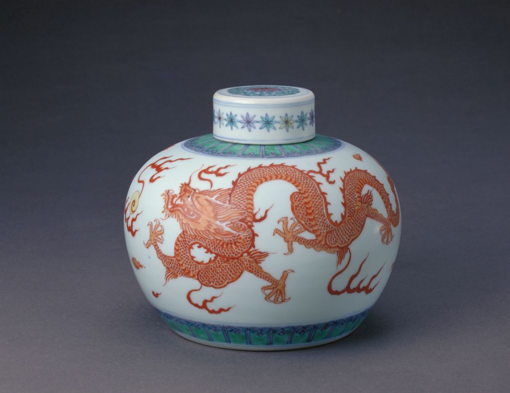 图片[2]-Colorful red dragon and phoenix covered pot-China Archive